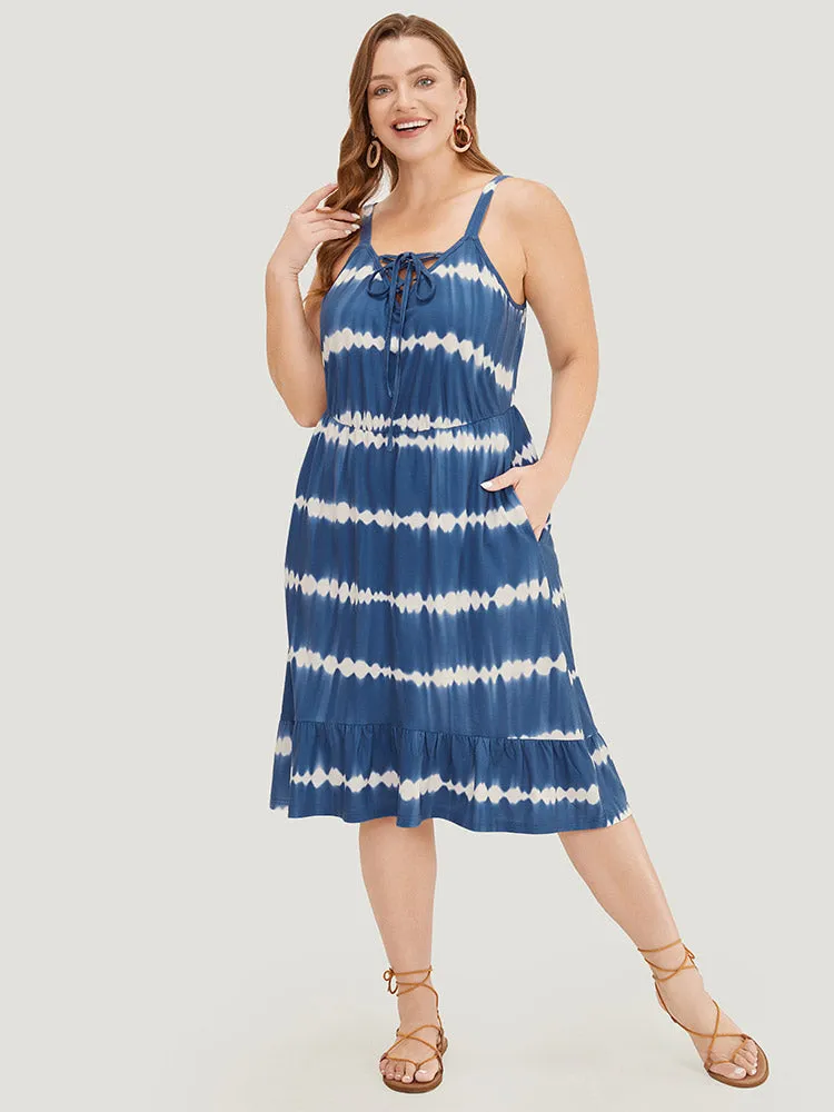 Tie Dye Lace Up Pocket Striped Cami Dress sold by Bloomchic product image thumbnail 3