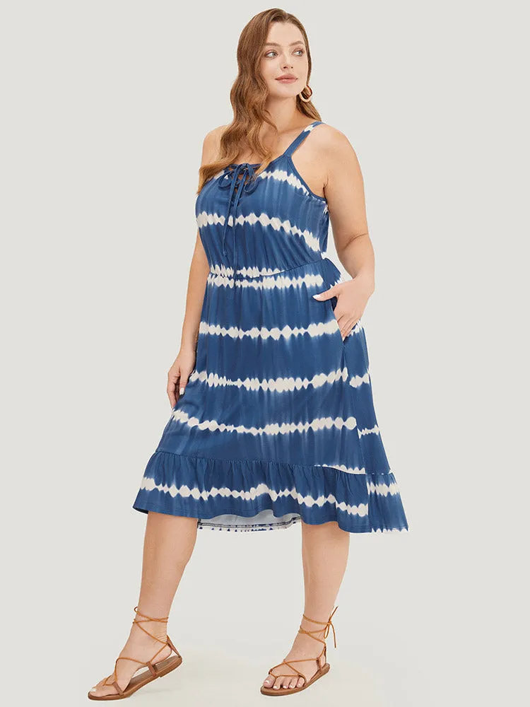 Tie Dye Lace Up Pocket Striped Cami Dress sold by Bloomchic product image thumbnail 4