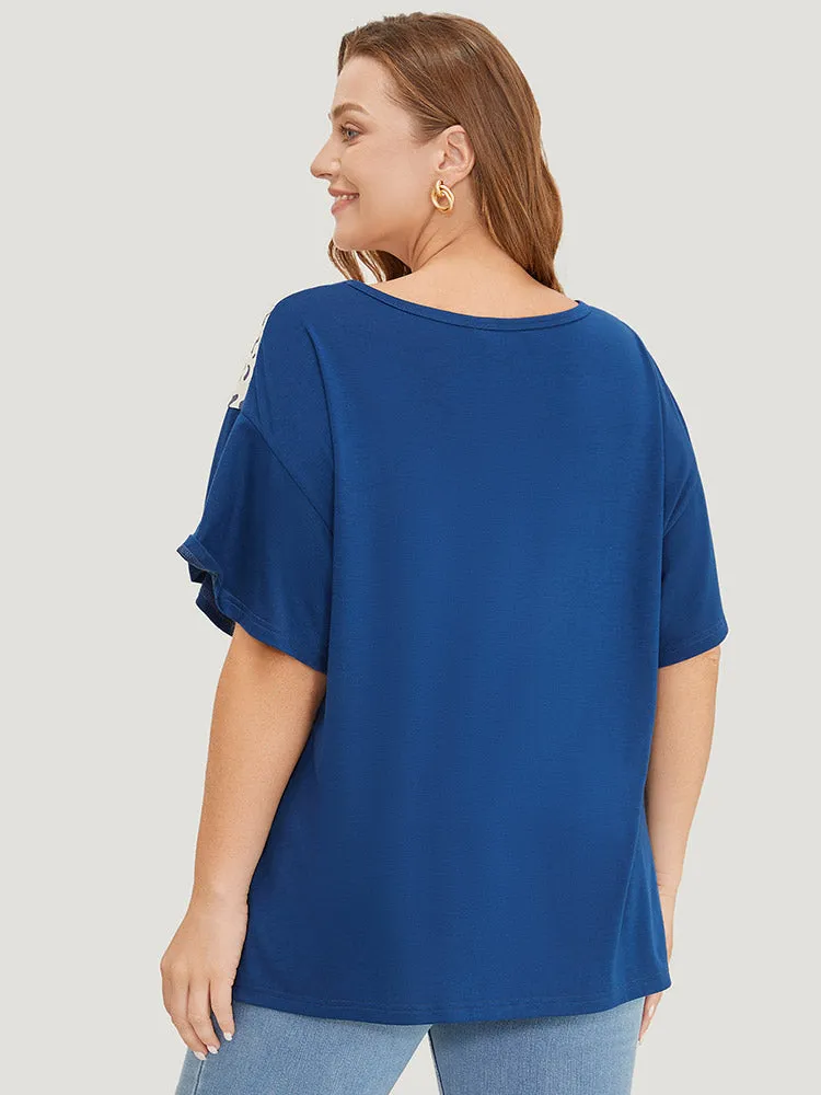 Leopard Contrast Batwing Sleeve Patchwork T-shirt sold by Bloomchic product image thumbnail 5