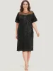 Sequin Mesh Insert Crew Neck Pocket Keyhole Midi Dress sold by Bloomchic