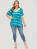 Tie Dye Contrast Trim Striped Blouse sold by Bloomchic