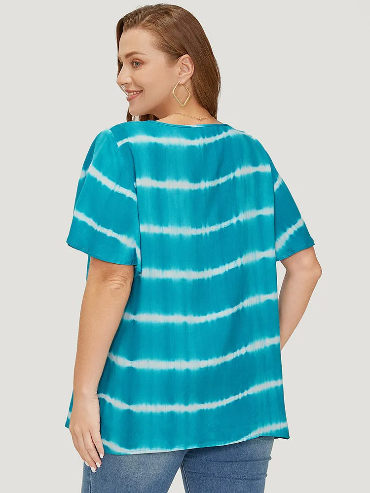 Tie Dye Contrast Trim Striped Blouse sold by Bloomchic product image thumbnail 3