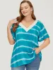 Tie Dye Contrast Trim Striped Blouse sold by Bloomchic