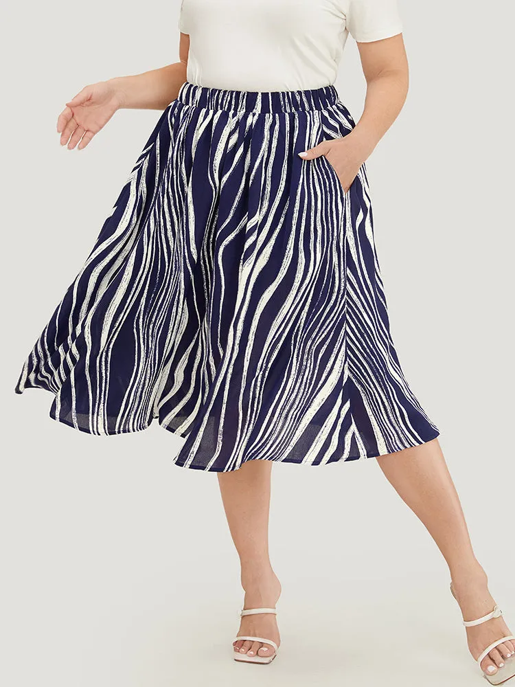 Water Ripple Print Pocket Flutter Skirt sold by Bloomchic product image thumbnail 3