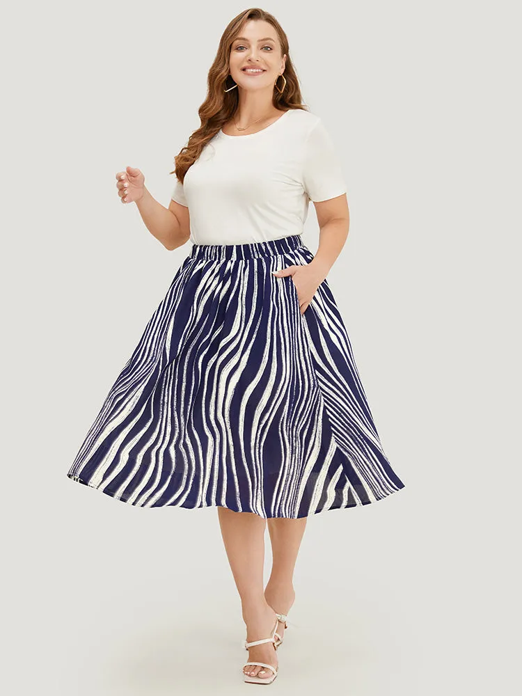 Water Ripple Print Pocket Flutter Skirt sold by Bloomchic product image thumbnail 4