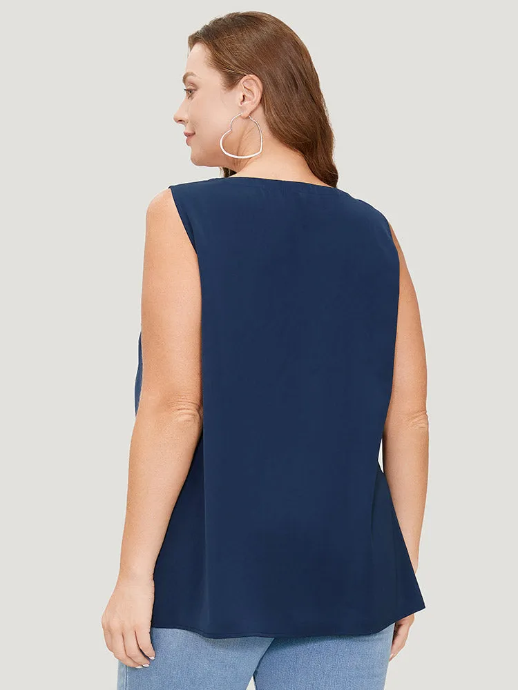 Solid Half Zipper Flap Detail Tank Top sold by Bloomchic product image thumbnail 2