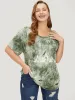 Mountain & Moon Print Graphic Tie Dye T-shirt sold by Bloomchic