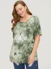 Mountain & Moon Print Graphic Tie Dye T-shirt sold by Bloomchic