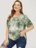 Mountain & Moon Print Graphic Tie Dye T-shirt sold by Bloomchic