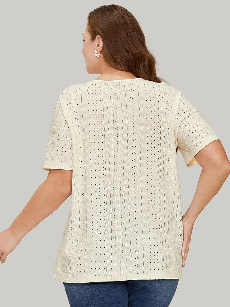 Solid Half Zipper Broderie Anglaise T-shirt sold by Bloomchic product image thumbnail 4