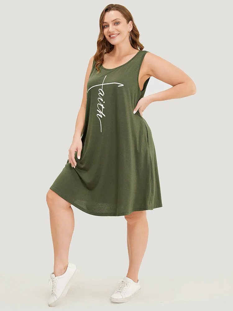 Graphic Print Sleeveless Pocket Tank Dress sold by Bloomchic product image thumbnail 4