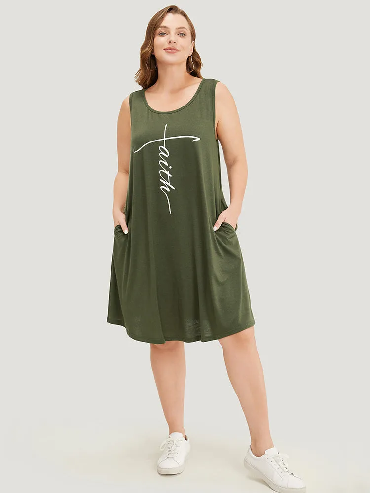 Graphic Print Sleeveless Pocket Tank Dress sold by Bloomchic product image thumbnail 3