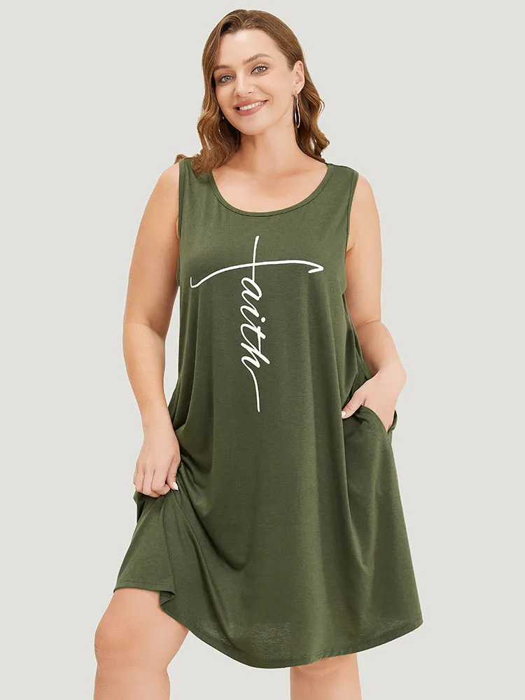 Graphic Print Sleeveless Pocket Tank Dress sold by Bloomchic