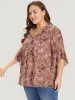 Floral Tie Neck Frill Trim Bell Sleeve Blouse sold by Bloomchic