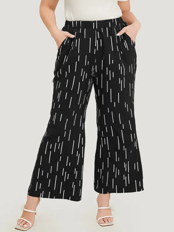 Geometric Print Pocket Bootcut Pants sold by Bloomchic