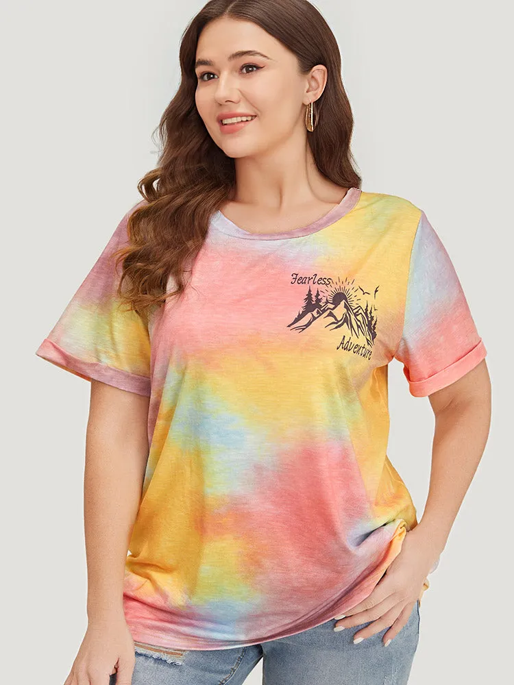 Tie Dye Contrast Graphic T-shirt sold by Bloomchic
