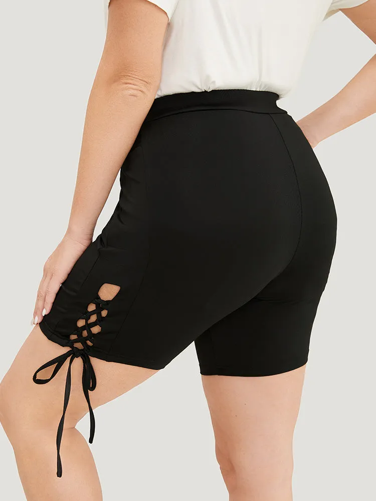 Solid Cut Out Lace Up Shorts sold by Bloomchic product image thumbnail 5