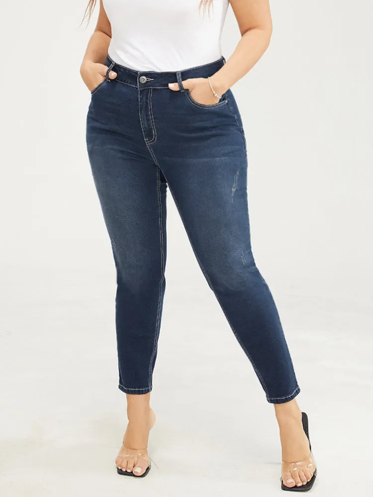 Skinny Very Stretchy High Rise Dark Wash Ankle Jeans sold by Bloomchic product image thumbnail 4