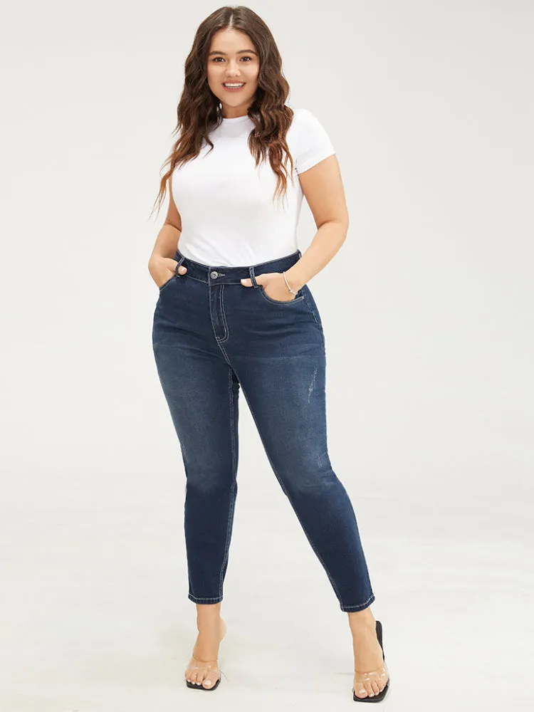 Skinny Very Stretchy High Rise Dark Wash Ankle Jeans sold by Bloomchic product image thumbnail 2