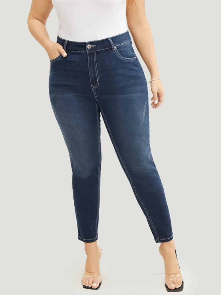 Skinny Very Stretchy High Rise Dark Wash Ankle Jeans sold by Bloomchic product image thumbnail 5