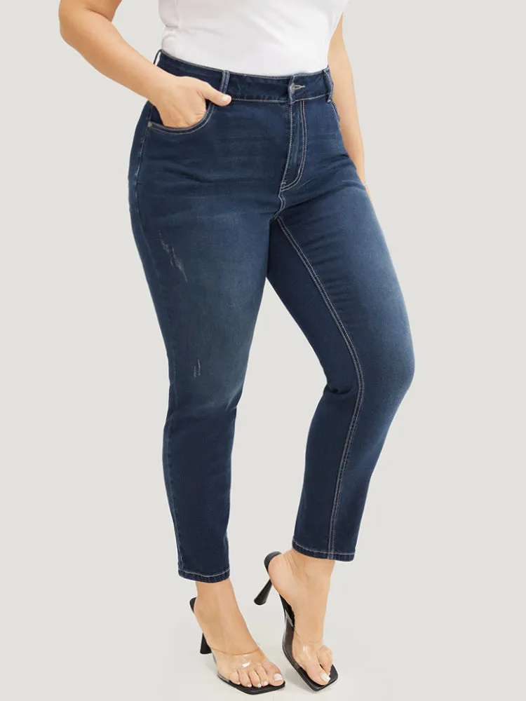 Skinny Very Stretchy High Rise Dark Wash Ankle Jeans sold by Bloomchic product image thumbnail 3
