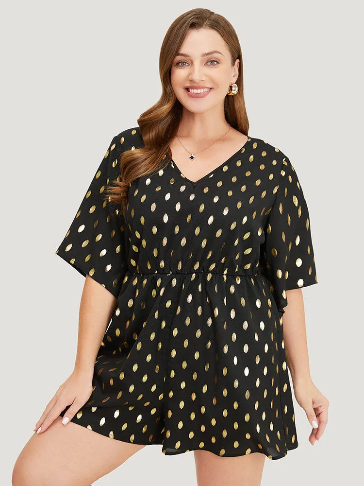 Polka Dot Glitter Flounce Sleeve Pocket Romper sold by Bloomchic product image thumbnail 4