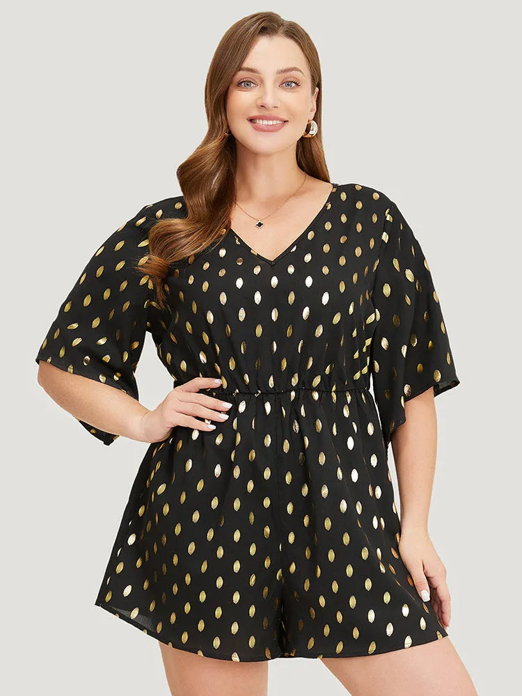 Polka Dot Glitter Flounce Sleeve Pocket Romper sold by Bloomchic