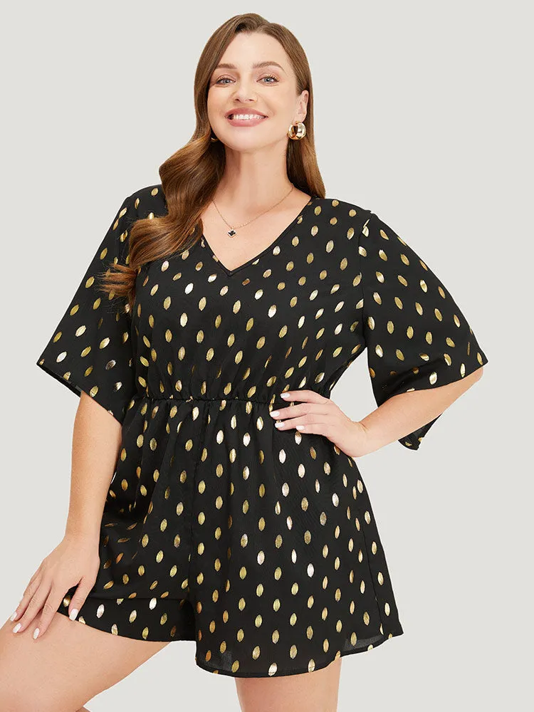 Polka Dot Glitter Flounce Sleeve Pocket Romper sold by Bloomchic product image thumbnail 5