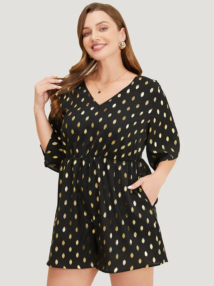 Polka Dot Glitter Flounce Sleeve Pocket Romper sold by Bloomchic product image thumbnail 3