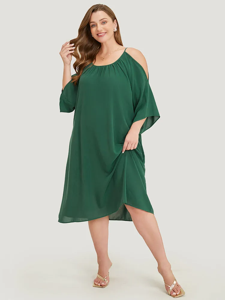 Solid Raglan Sleeve Pocket Cold Shoulder Dress sold by Bloomchic product image thumbnail 4