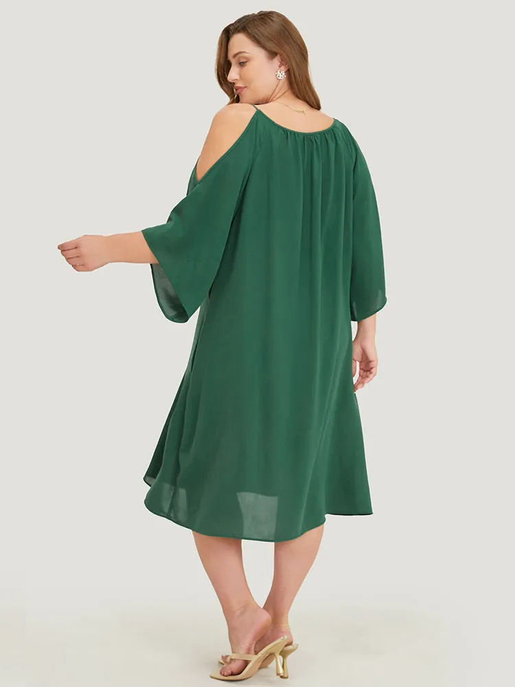 Solid Raglan Sleeve Pocket Cold Shoulder Dress sold by Bloomchic product image thumbnail 2