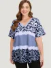 Leopard Contrast Drop Shoulder T-shirt sold by Bloomchic