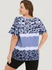 Leopard Contrast Drop Shoulder T-shirt sold by Bloomchic