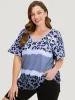 Leopard Contrast Drop Shoulder T-shirt sold by Bloomchic