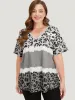 Leopard Contrast Drop Shoulder T-shirt sold by Bloomchic