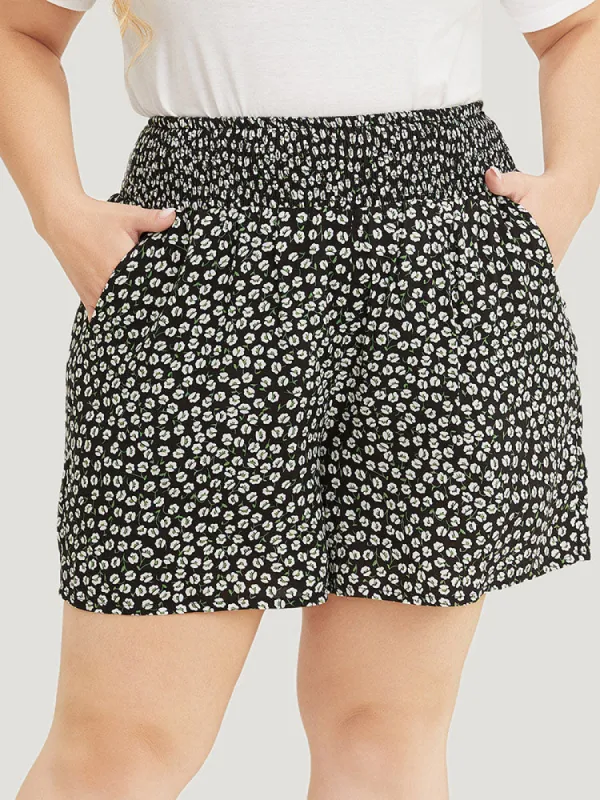 Ditsy Floral Pocket Shirred Waist Shorts sold by Bloomchic