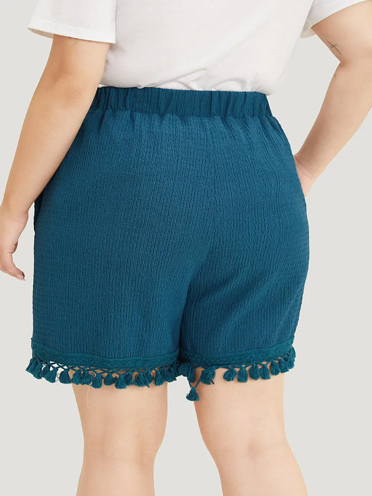 Solid Textured Pocket Tassels Trim Shorts sold by Bloomchic product image thumbnail 5