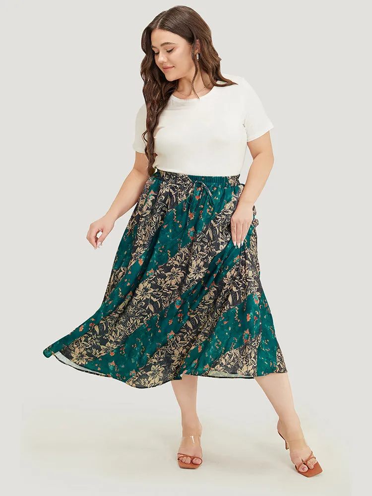 Floral Contrast Pocket Knot Front Skirt sold by Bloomchic product image thumbnail 5