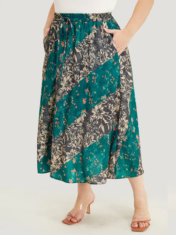 Floral Contrast Pocket Knot Front Skirt sold by Bloomchic product image thumbnail 2