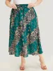 Floral Contrast Pocket Knot Front Skirt sold by Bloomchic
