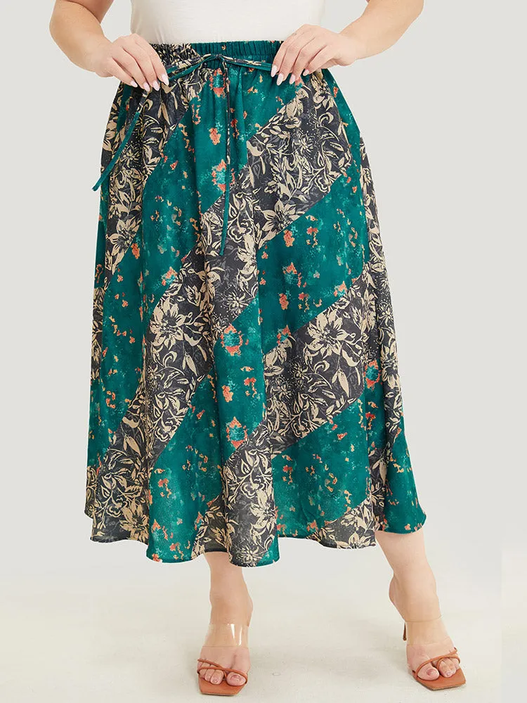 Floral Contrast Pocket Knot Front Skirt sold by Bloomchic product image thumbnail 3