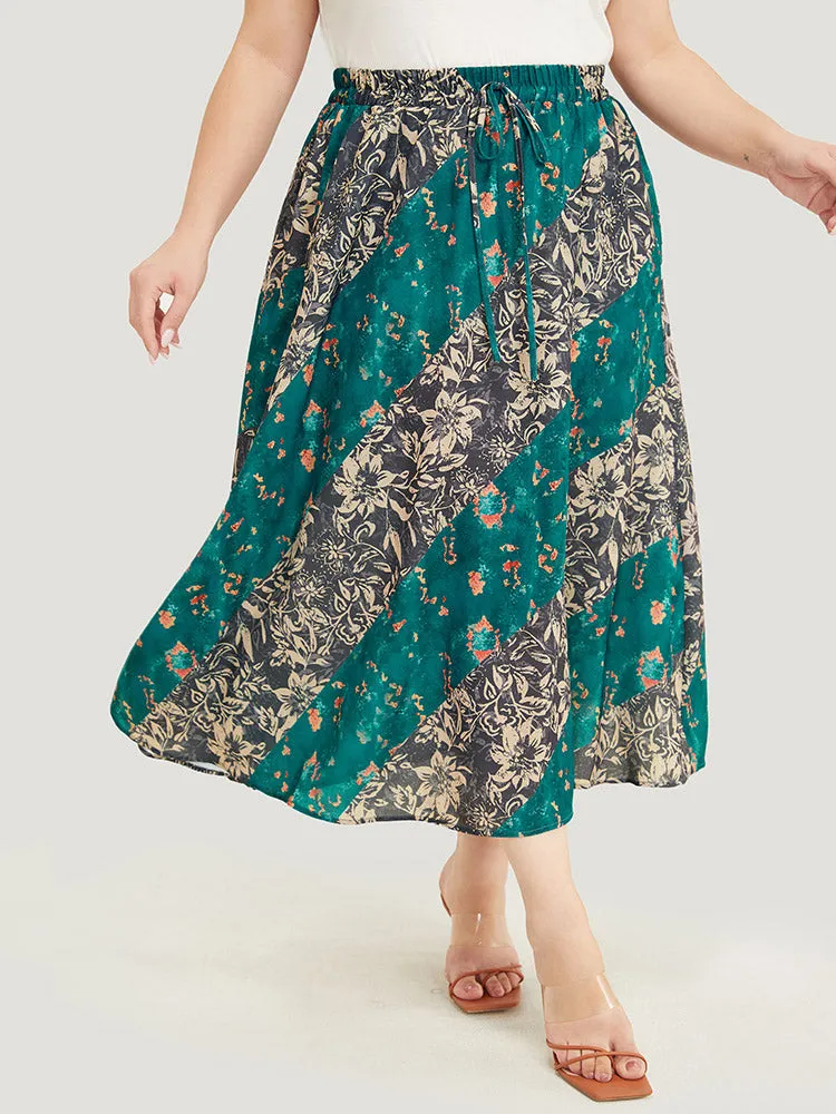 Floral Contrast Pocket Knot Front Skirt sold by Bloomchic product image thumbnail 4