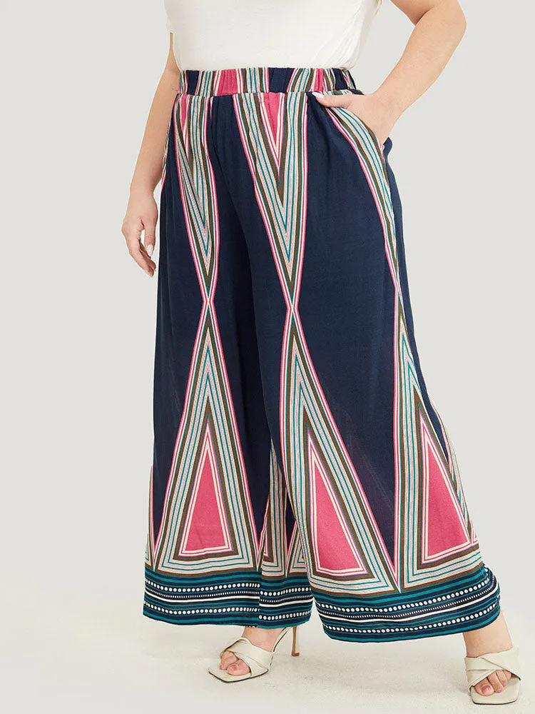 Geometric Print Pocket Wide Leg Pants sold by Bloomchic