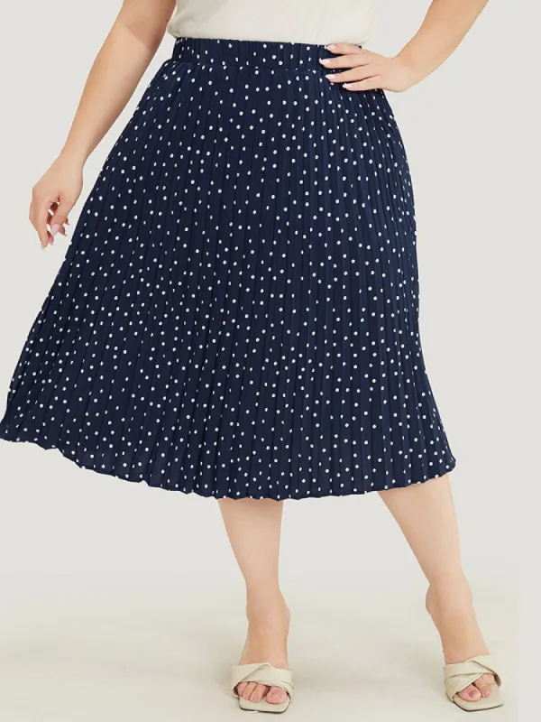 Polka Dot Pocket Pleated Skirt sold by Bloomchic