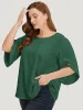 Solid Button Detail Flounce Sleeve Blouse sold by Bloomchic