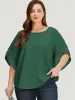 Solid Button Detail Flounce Sleeve Blouse sold by Bloomchic