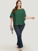 Solid Button Detail Flounce Sleeve Blouse sold by Bloomchic