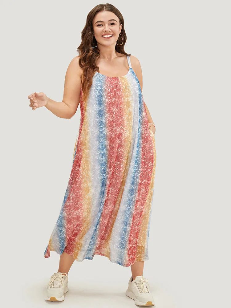 Rainbow Striped Pocket Contrast Cami Maxi Dress sold by Bloomchic product image thumbnail 2