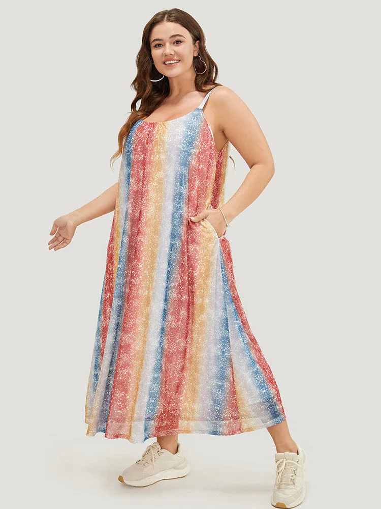 Rainbow Striped Pocket Contrast Cami Maxi Dress sold by Bloomchic product image thumbnail 3