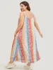 Rainbow Striped Pocket Contrast Cami Maxi Dress sold by Bloomchic